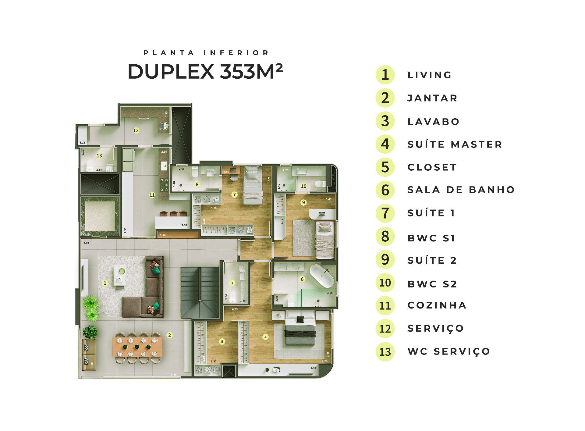 Duplex 353m² — Inferior · A