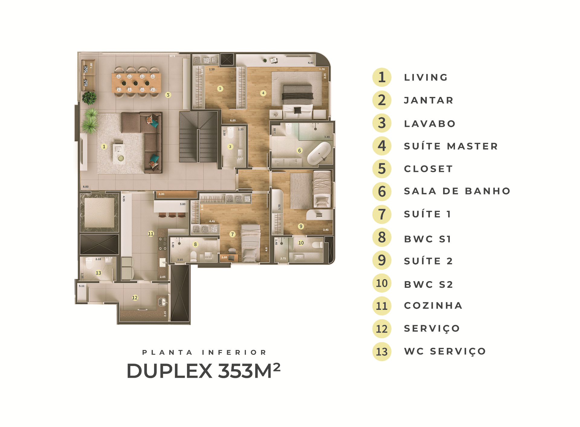 Duplex 353m² — Inferior · B